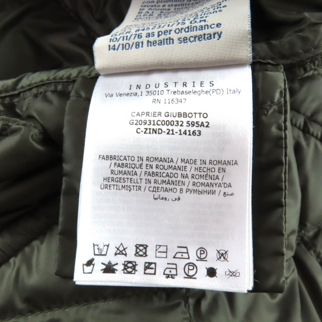 Pristine MONCLER down coat CAPRIER With logo, long length khaki Nylon Women 0