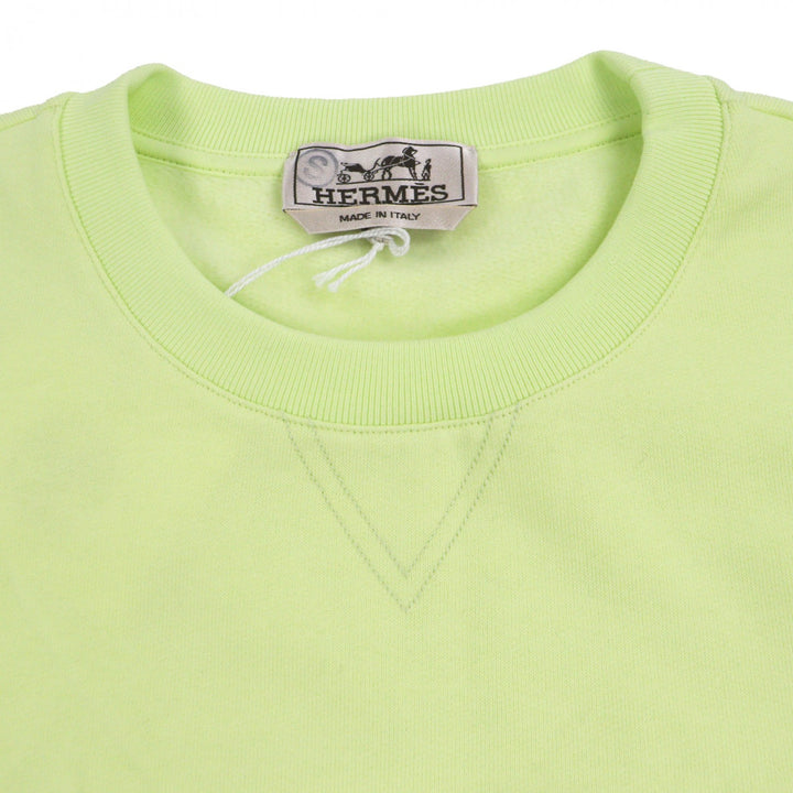 Excellent HERMES sweat Chevaux en Symmetry lime cotton mens XS