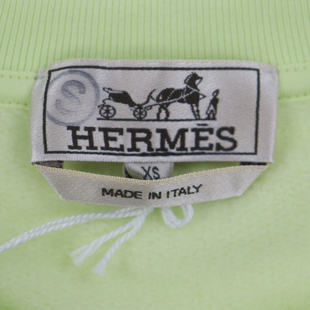 Excellent HERMES sweat Chevaux en Symmetry lime cotton mens XS