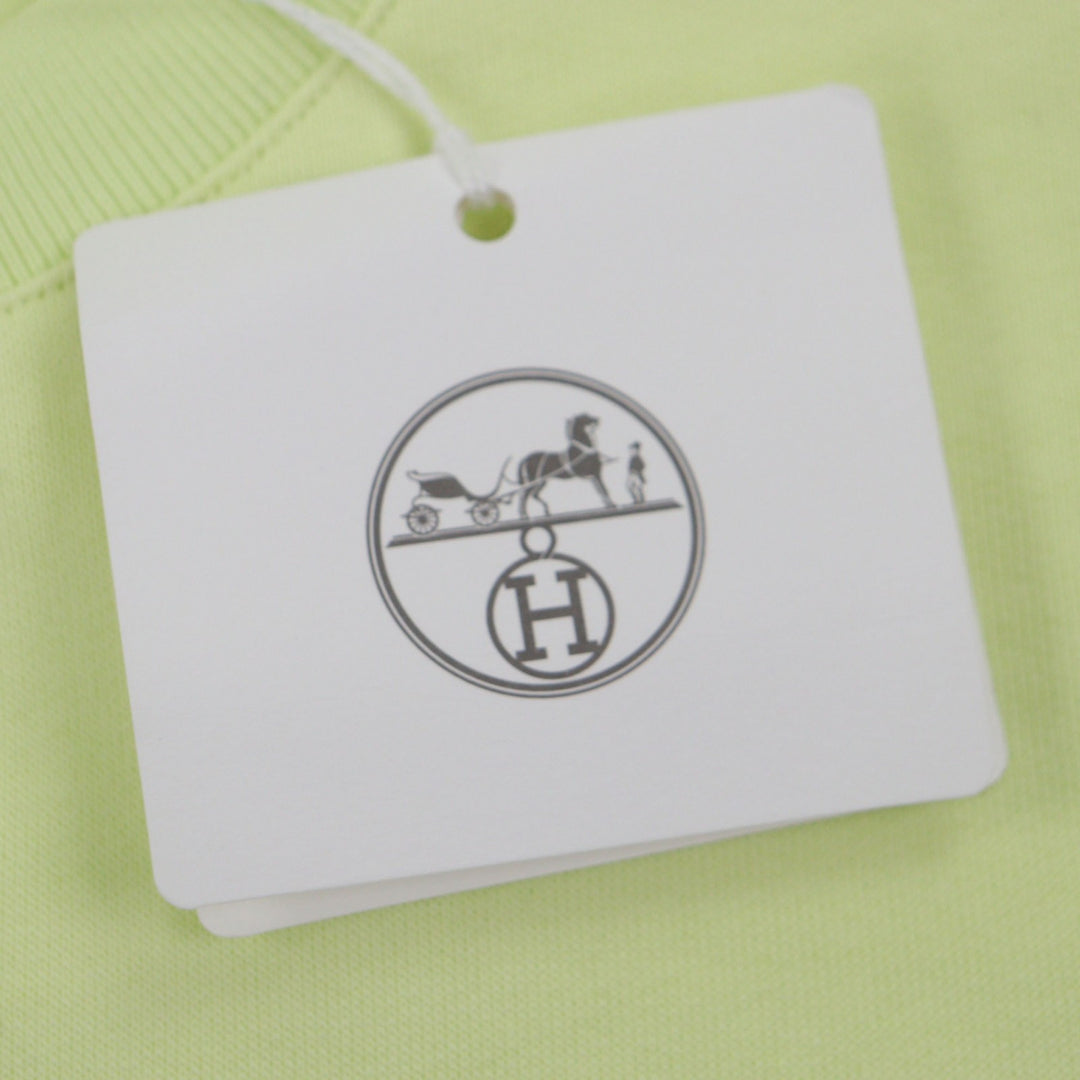 Excellent HERMES sweat Chevaux en Symmetry lime cotton mens XS