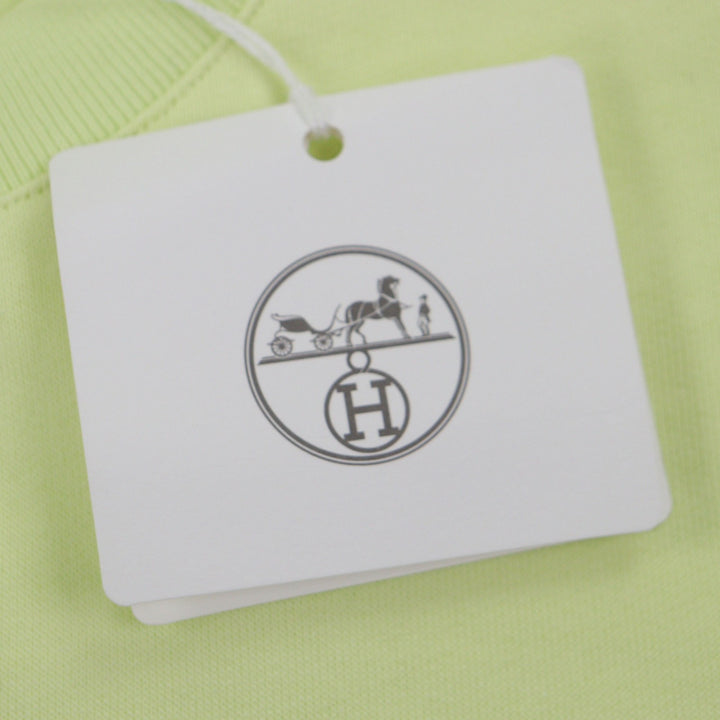 Excellent HERMES sweat Chevaux en Symmetry lime cotton mens XS