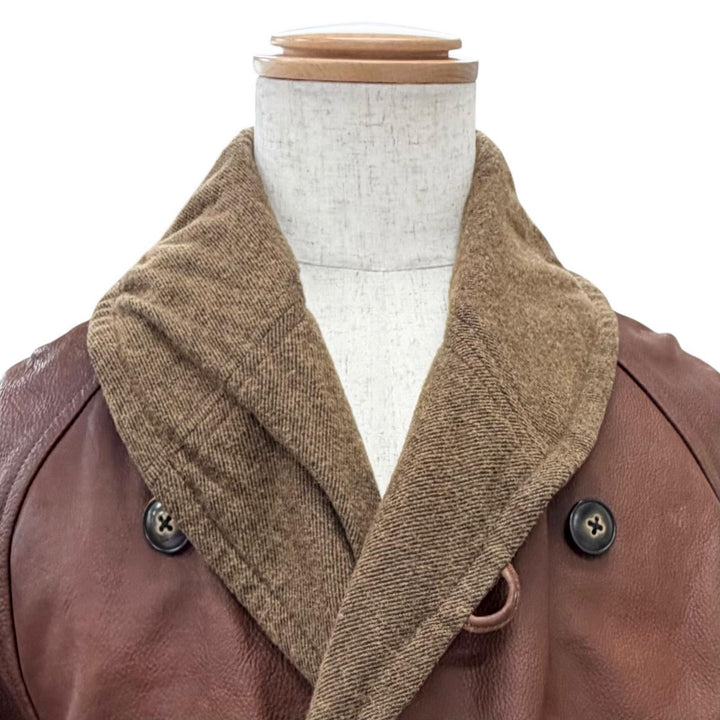 Very Good NotE coat Long leather coat with belt, 100% wool lining. 46 25-005