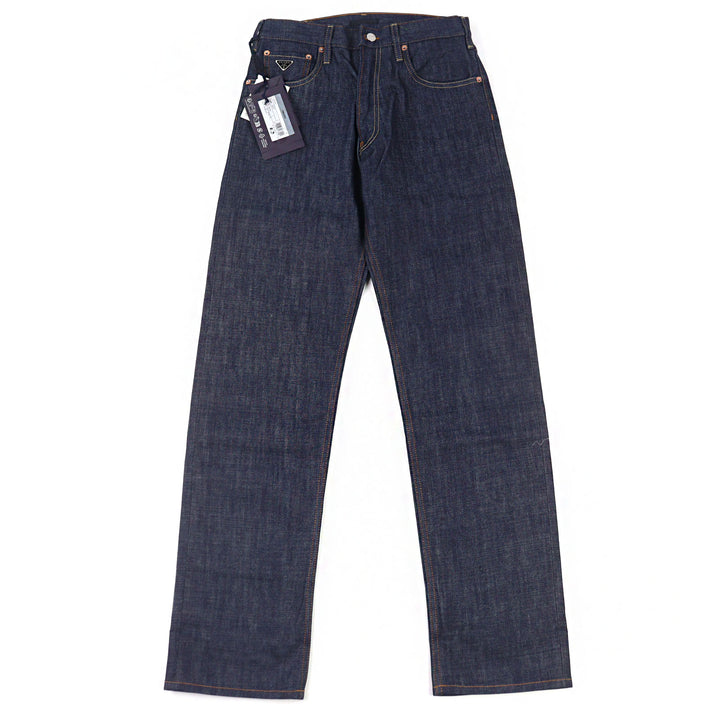 Pristine PRADA Denim pants Triangle with logo leather patch cinch back 29 GEP358