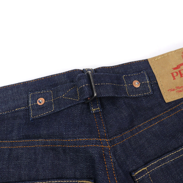 Pristine PRADA Denim pants Triangle with logo leather patch cinch back 29 GEP358