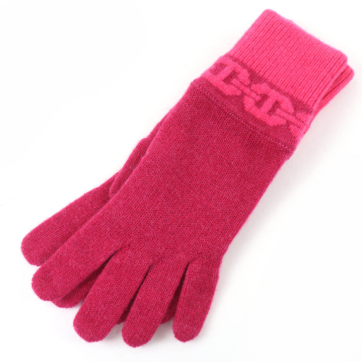 Excellent HERMES gloves Heaven Chaine d'Ancre motif knit gloves pink cashmere S