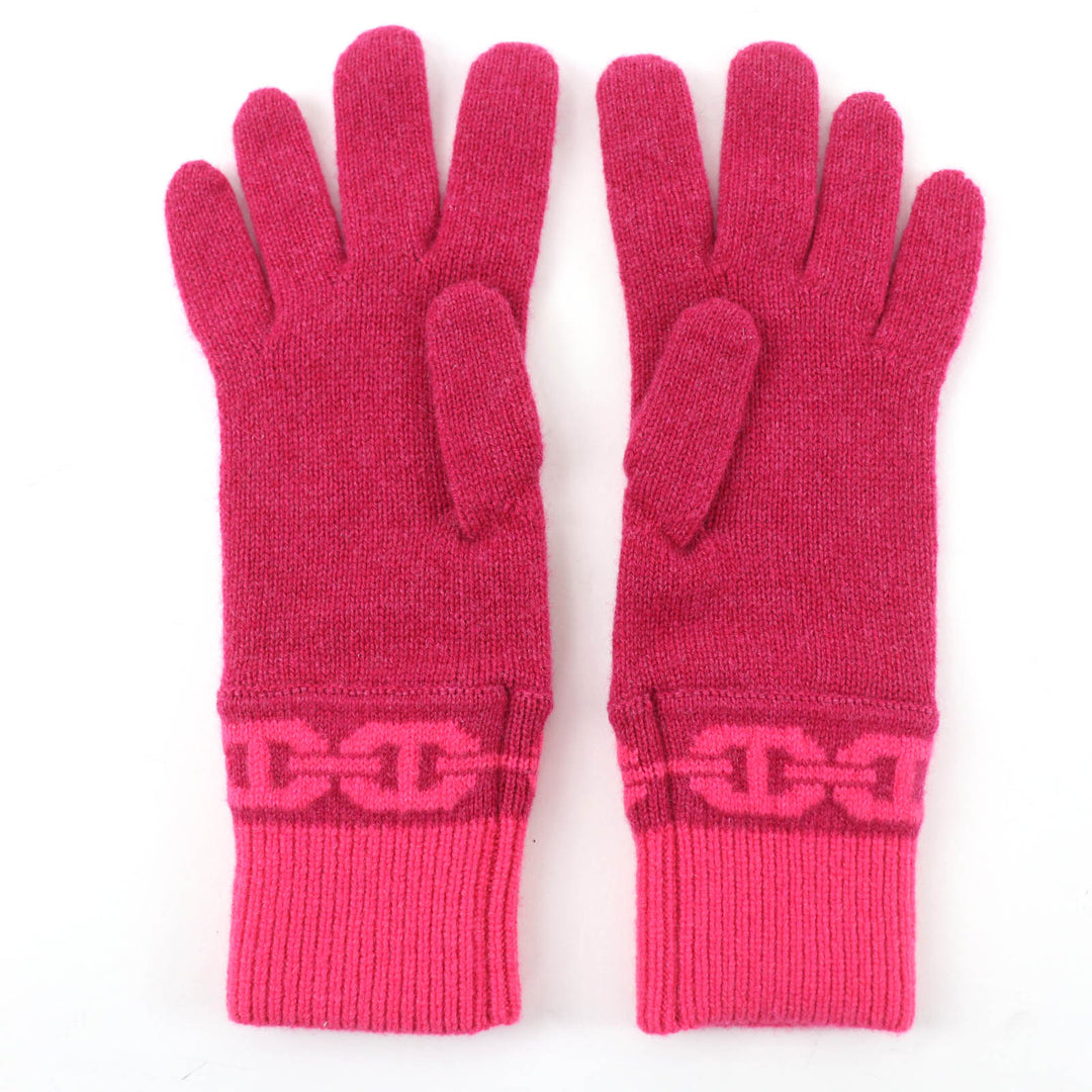 Excellent HERMES gloves Heaven Chaine d'Ancre motif knit gloves pink cashmere S