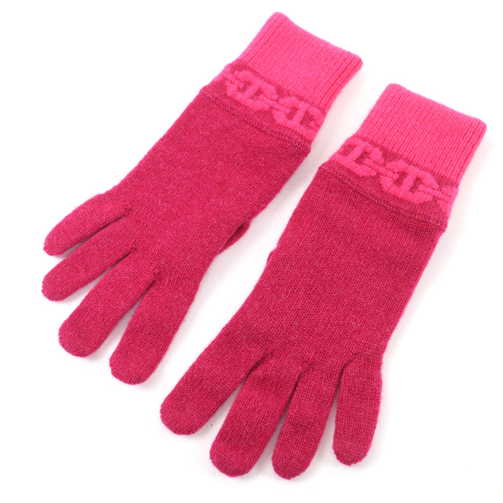 Excellent HERMES gloves Heaven Chaine d'Ancre motif knit gloves pink cashmere S
