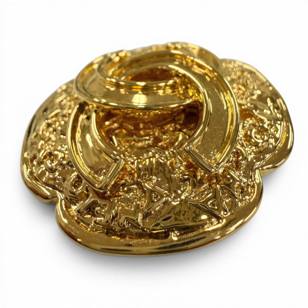 Excellent CHANEL Brooch COCO Mark Flower gold Women 95A