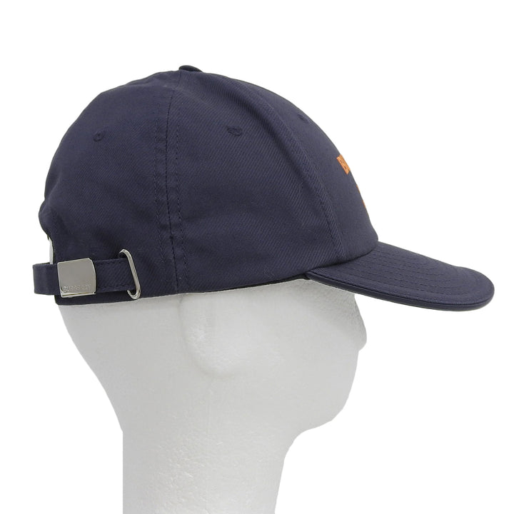 Pristine BURBERRY cap Leather accents, logo embroidery, baseball Indigo cotton
