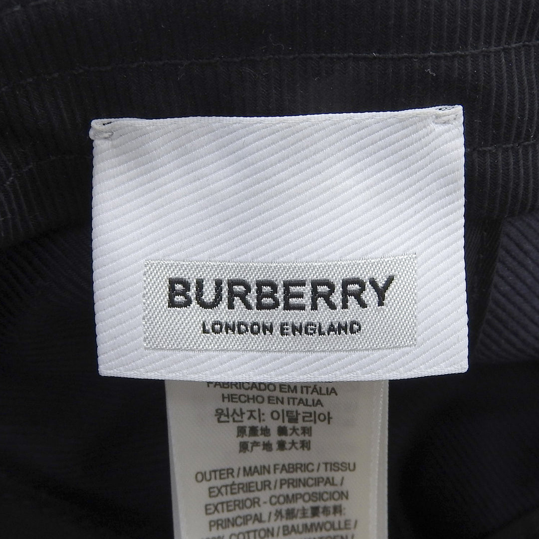 Pristine BURBERRY cap Leather accents, logo embroidery, baseball Indigo cotton