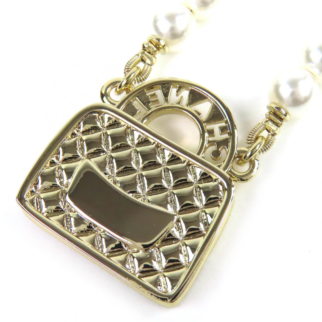 Excellent CHANEL Necklace COCO Mark Rhinestone Matelasse Bag B24S ABD331 B16656
