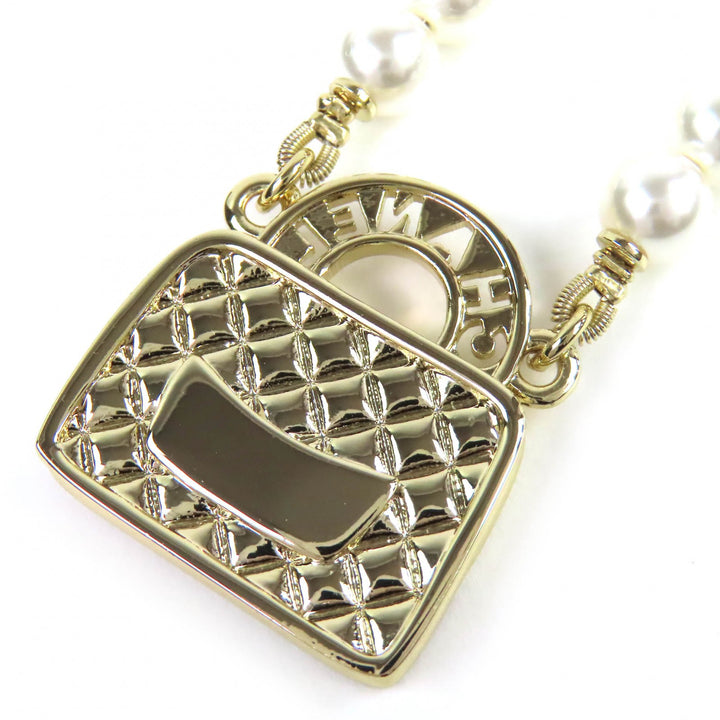 Excellent CHANEL Necklace COCO Mark Rhinestone Matelasse Bag B24S ABD331 B16656
