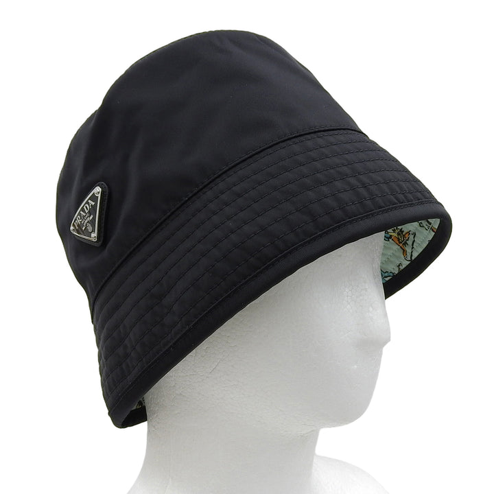 Excellent PRADA hat Leather accents, triangle logo Recycled nylon mens M 2HC137