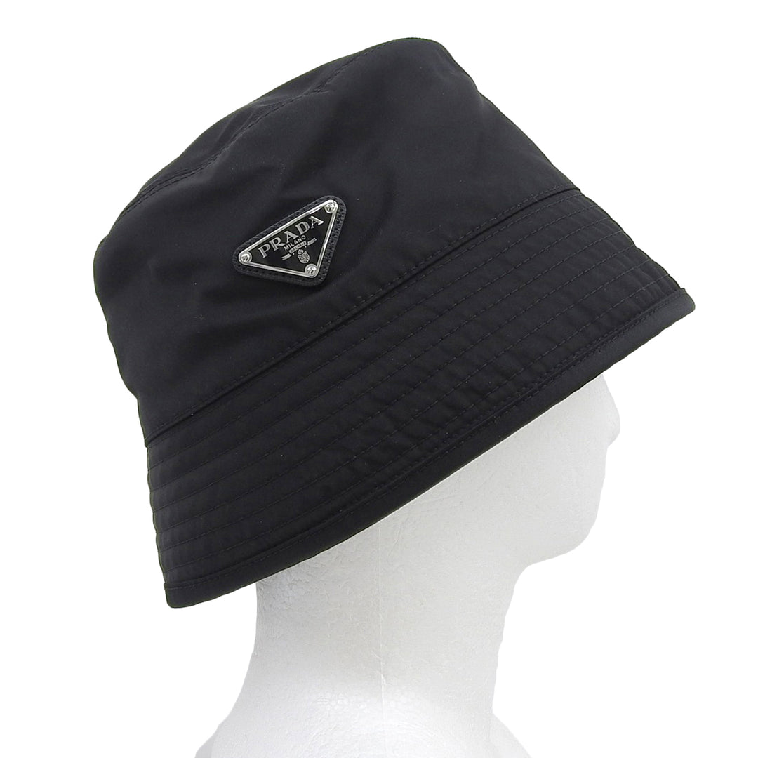 Excellent PRADA hat Leather accents, triangle logo Recycled nylon mens M 2HC137
