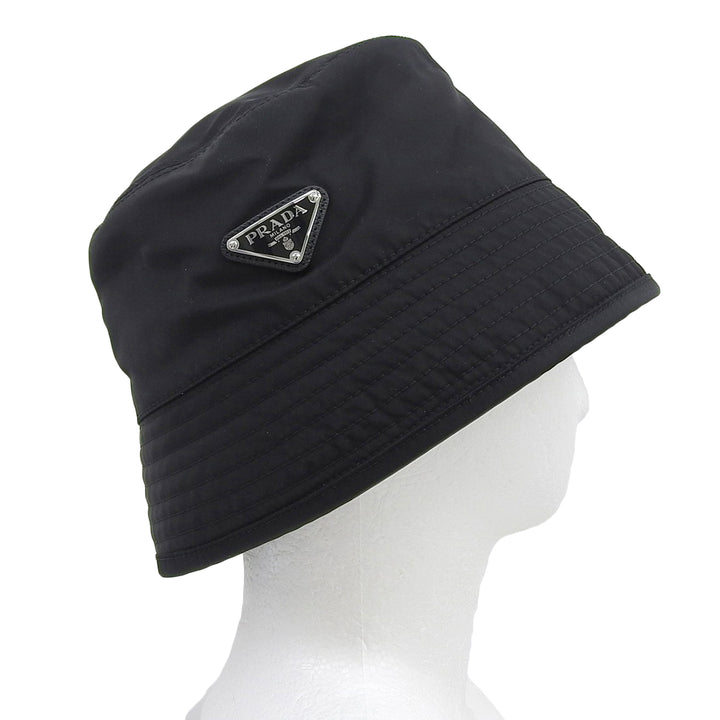 Excellent PRADA hat Leather accents, triangle logo Recycled nylon mens M 2HC137