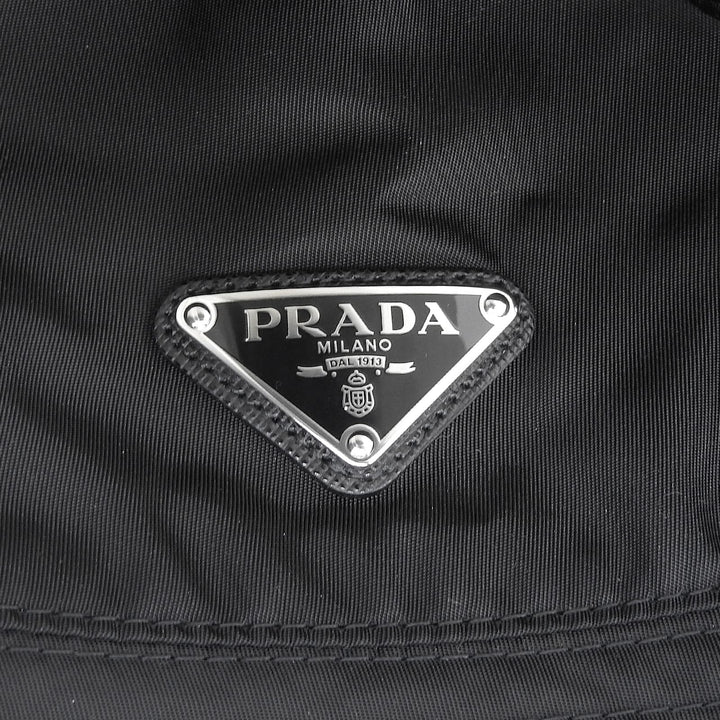 Excellent PRADA hat Leather accents, triangle logo Recycled nylon mens M 2HC137