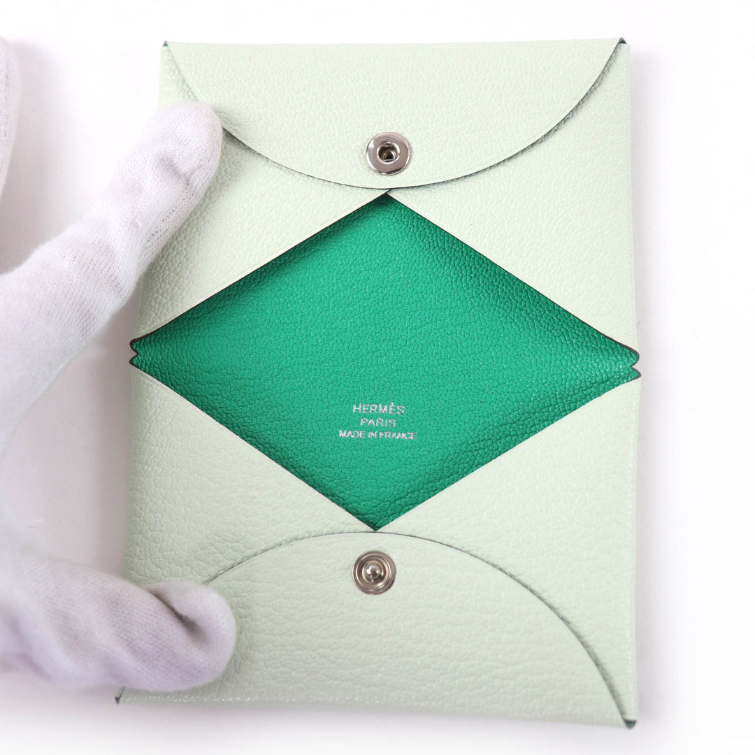 Excellent HERMES Card Case Calvi Pass case Shave Women