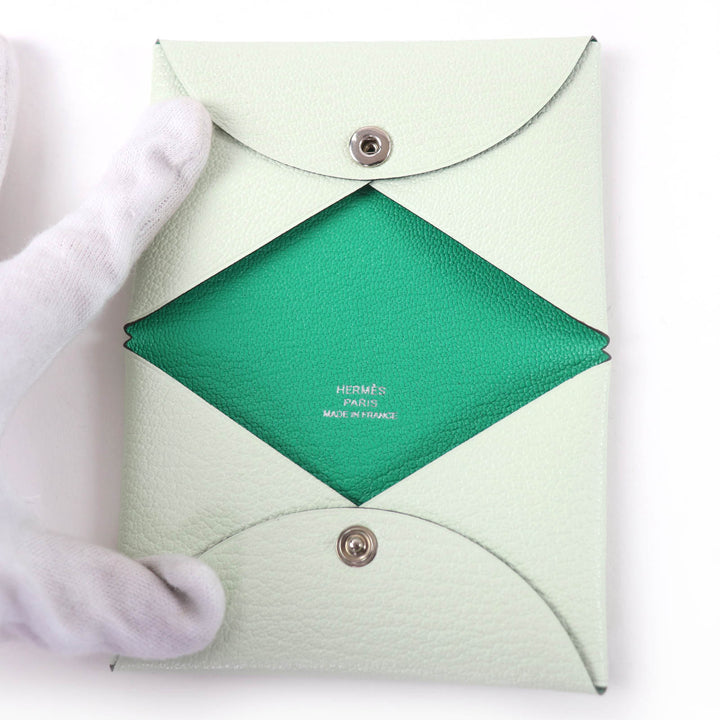 Excellent HERMES Card Case Calvi Pass case Shave Women