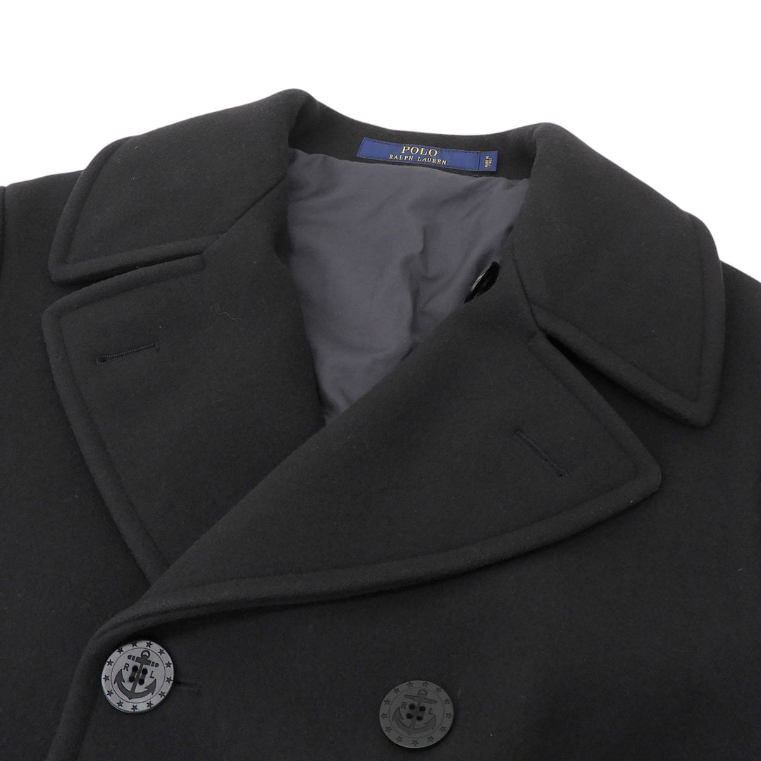 Great RALPH LAUREN pea coat Logo button double-breasted Dark navy wool mens M
