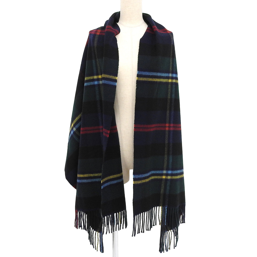 Great Johnstons of Elgin Scarf Check Pattern Fringe Large Size Multi cashmere