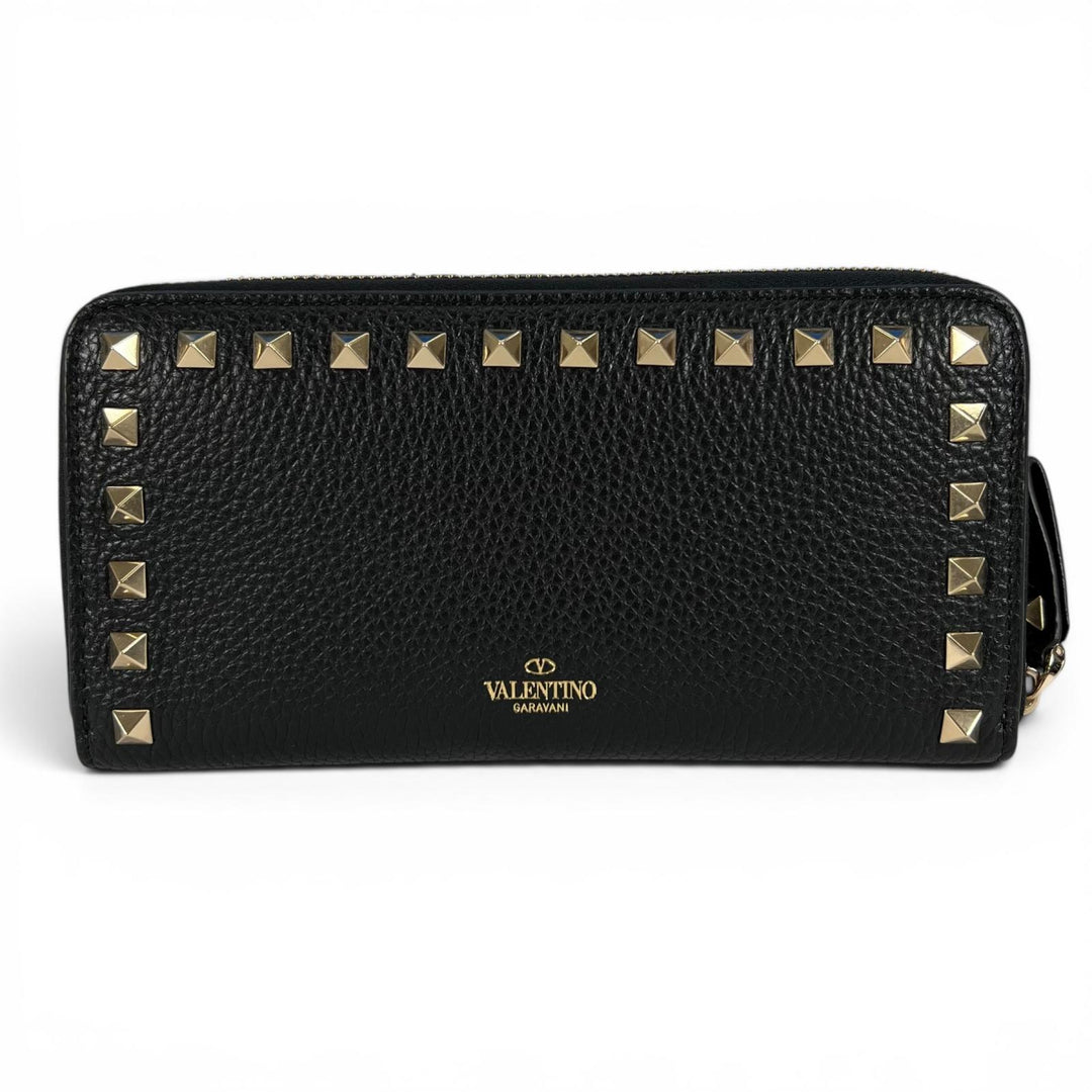 Excellent Valentino Garavani Purse Rock studs round zip black leather Women