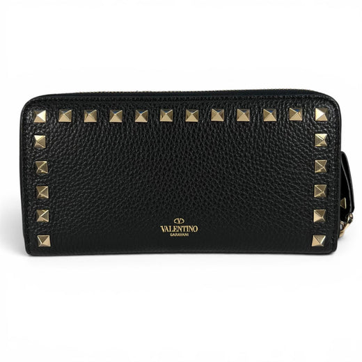 Excellent Valentino Garavani Purse Rock studs round zip black leather Women