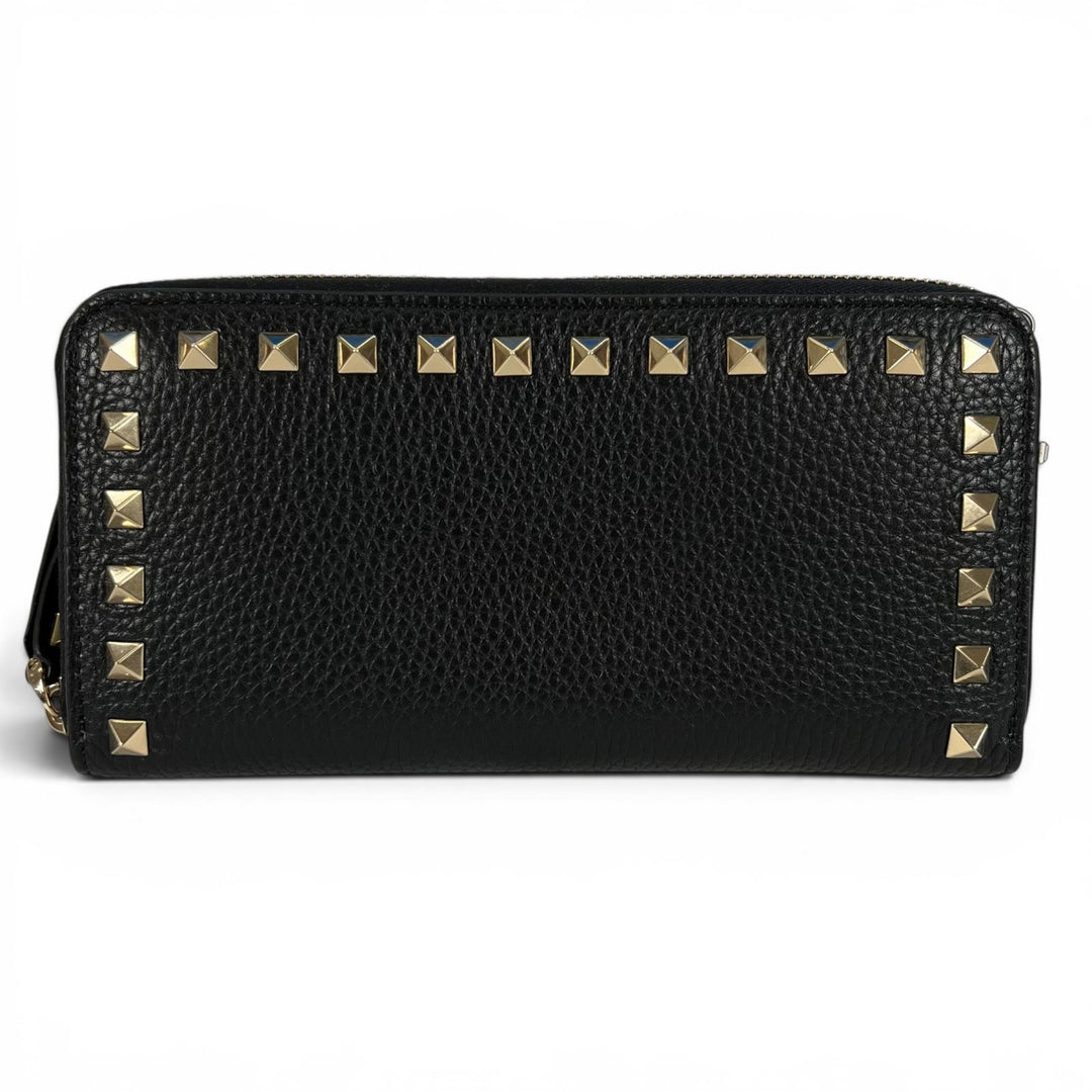 Excellent Valentino Garavani Purse Rock studs round zip black leather Women