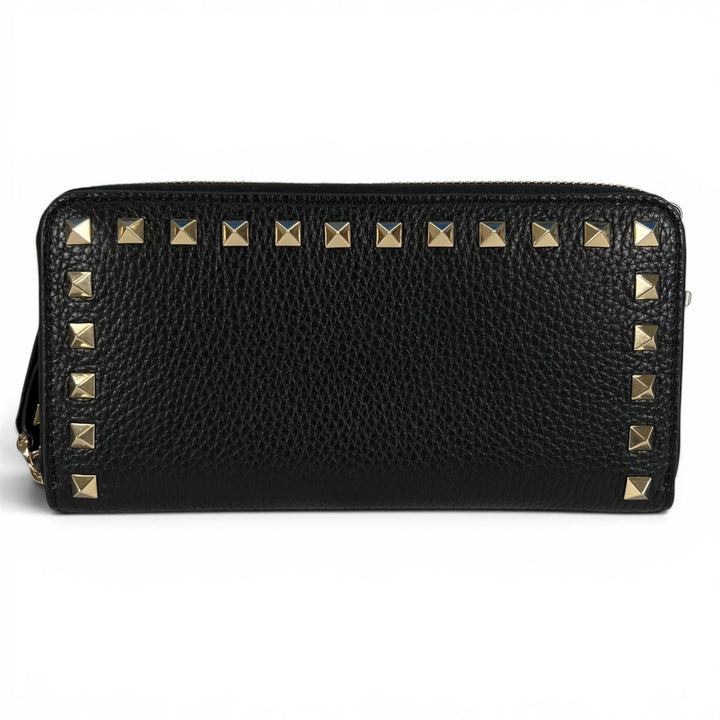 Excellent Valentino Garavani Purse Rock studs round zip black leather Women