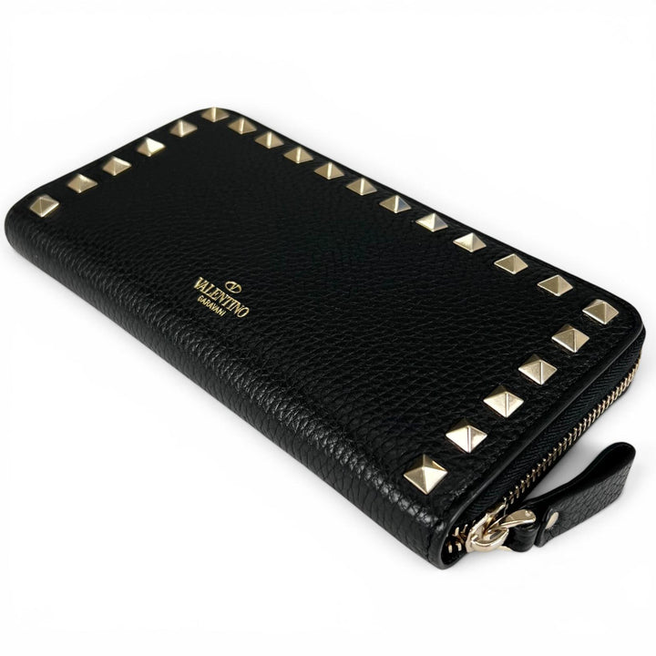 Excellent Valentino Garavani Purse Rock studs round zip black leather Women