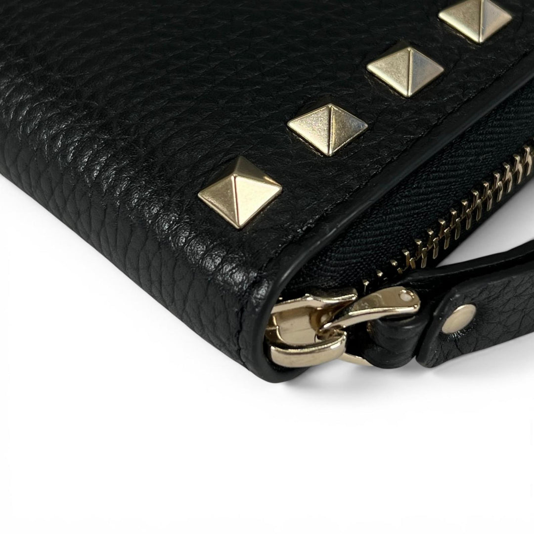 Excellent Valentino Garavani Purse Rock studs round zip black leather Women