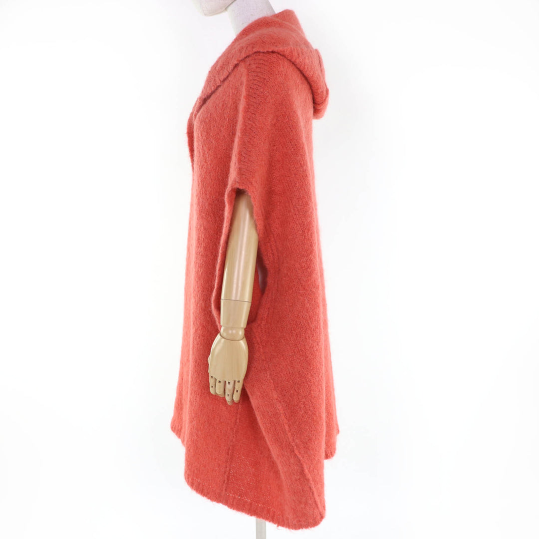 Excellent Rick Owens cardigan Oversized Hooded Knit Orange mohair XS RO02B6687