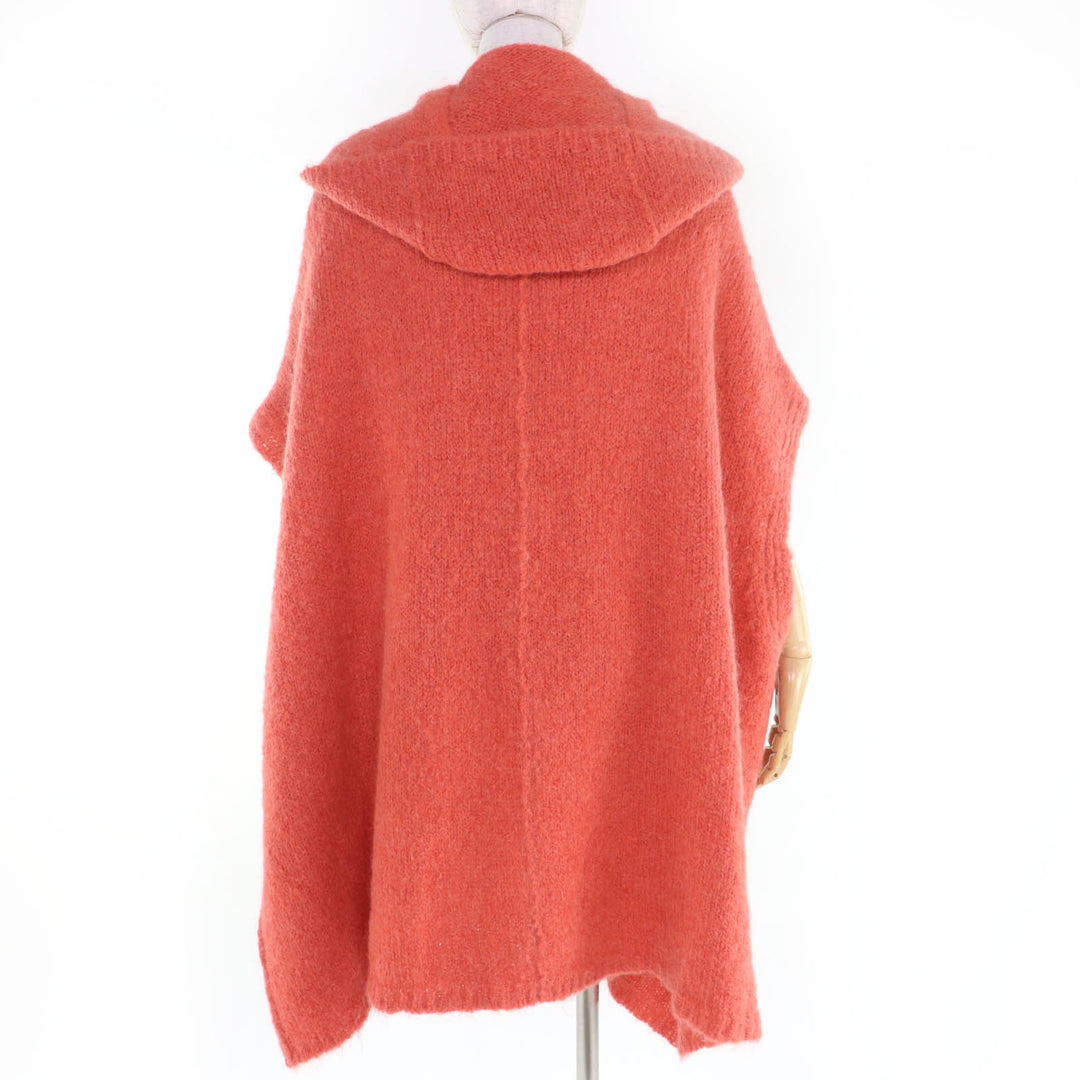 Excellent Rick Owens cardigan Oversized Hooded Knit Orange mohair XS RO02B6687