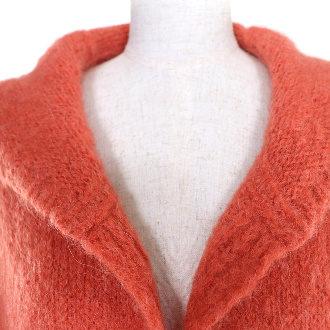 Excellent Rick Owens cardigan Oversized Hooded Knit Orange mohair XS RO02B6687