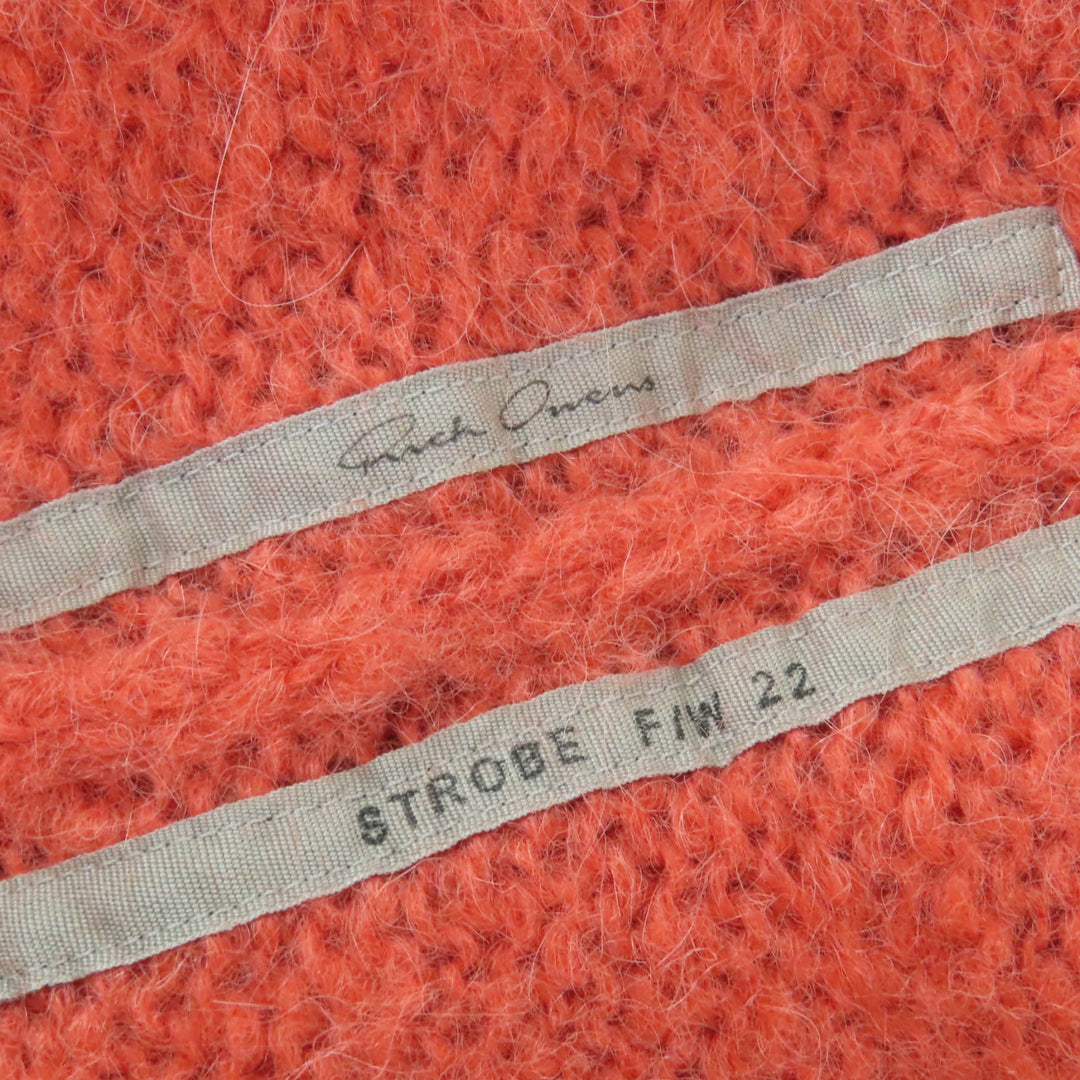 Excellent Rick Owens cardigan Oversized Hooded Knit Orange mohair XS RO02B6687