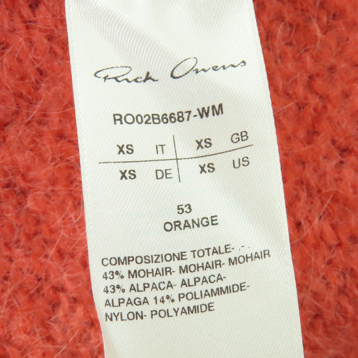 Excellent Rick Owens cardigan Oversized Hooded Knit Orange mohair XS RO02B6687