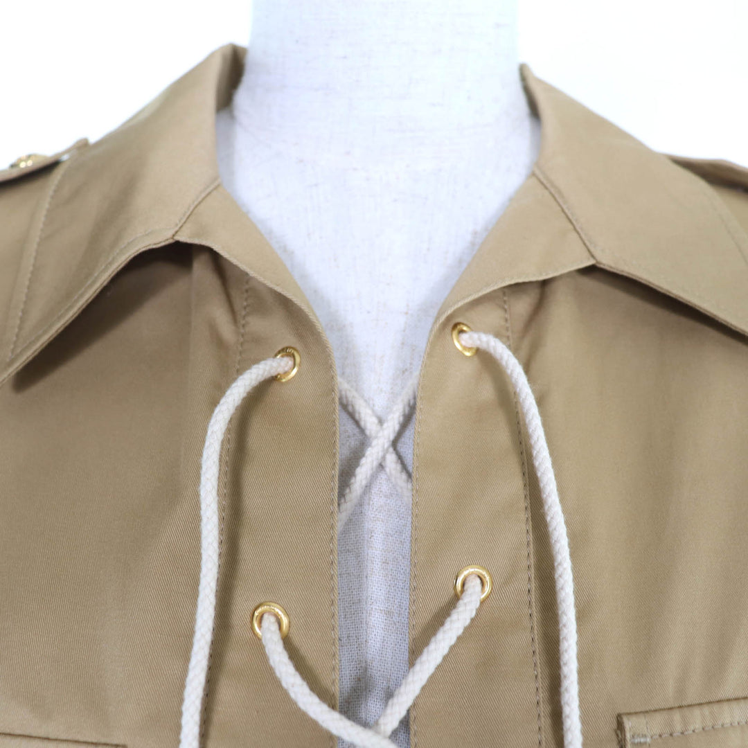 Excellent CELINE one piece Triomphe Button Safari Mini Dress beige 36 2Z490219I