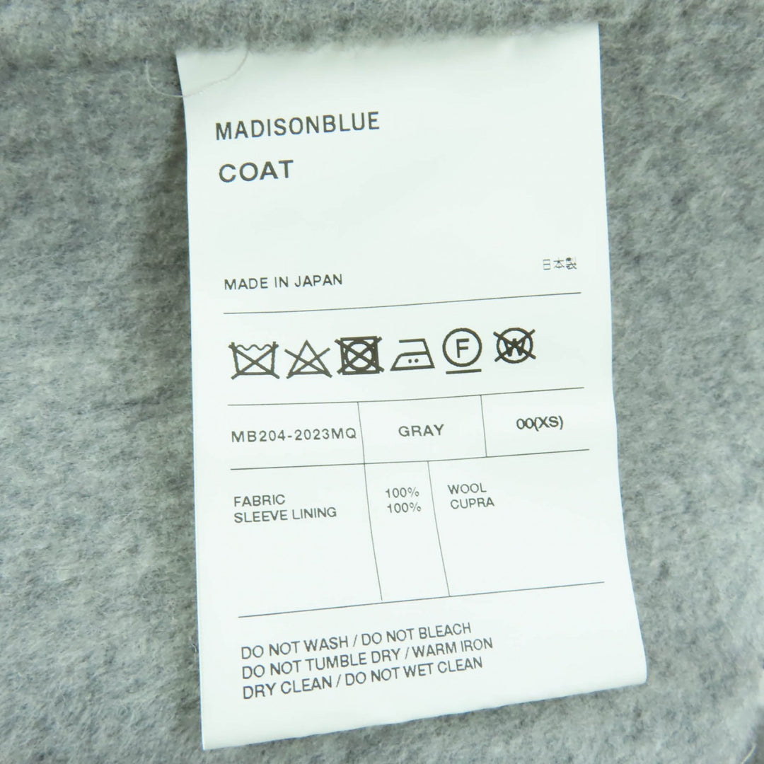 Pristine MADISONBLUE coat Collarless wrap coat gray wool Women XS MB204-2023MQ