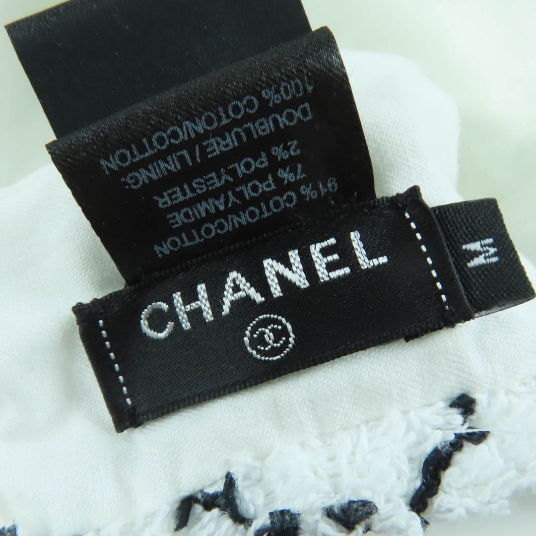 Excellent CHANEL beret COCO Mark Tweed white cotton Women M 19C