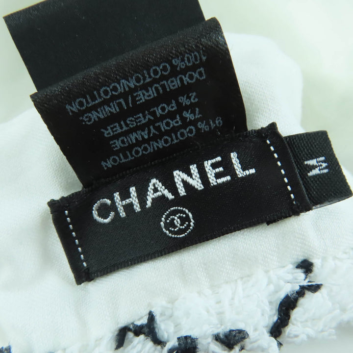 Excellent CHANEL beret COCO Mark Tweed white cotton Women M 19C