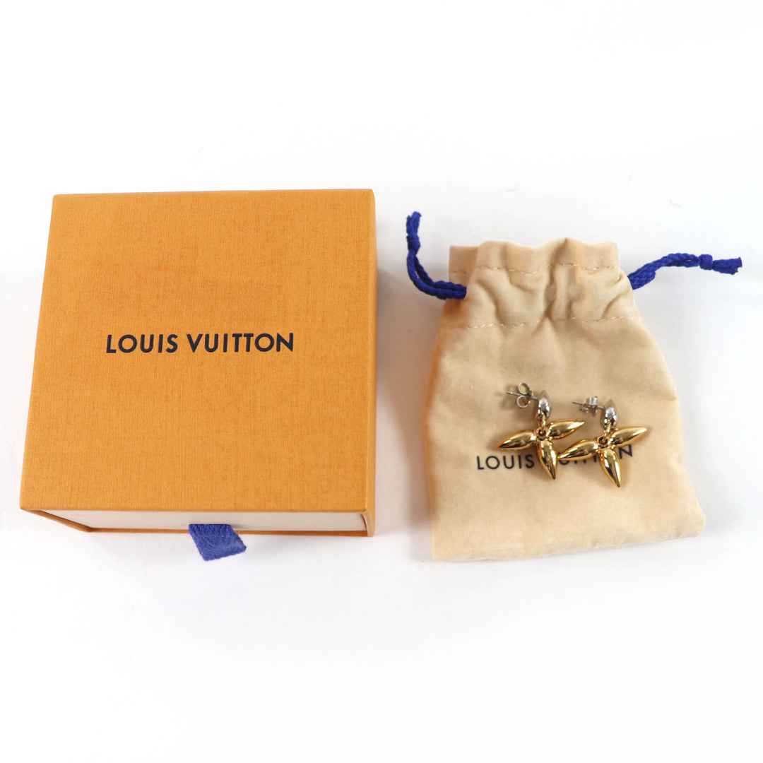 Excellent LOUIS VUITTON Pierce Bookle Dreille Louisette Pandan gold M00630