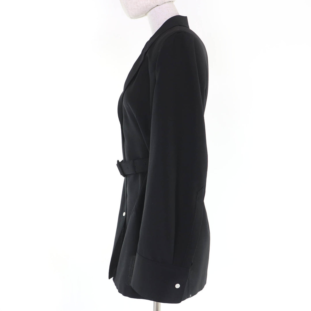 Excellent PRADA Jacket Belted black wool Women 40 P5640H