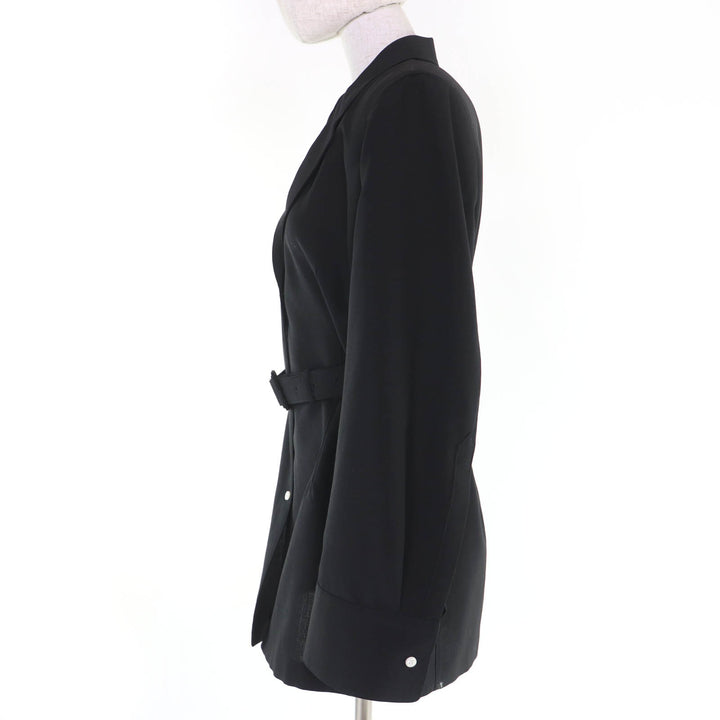 Excellent PRADA Jacket Belted black wool Women 40 P5640H