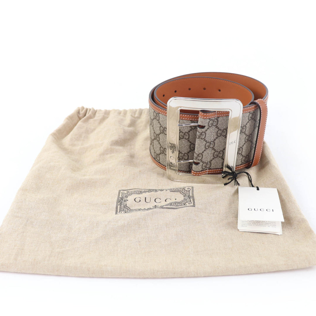 Pristine GUCCI belt GG Supreme Wide Belt Brown GG Supreme Women 718505