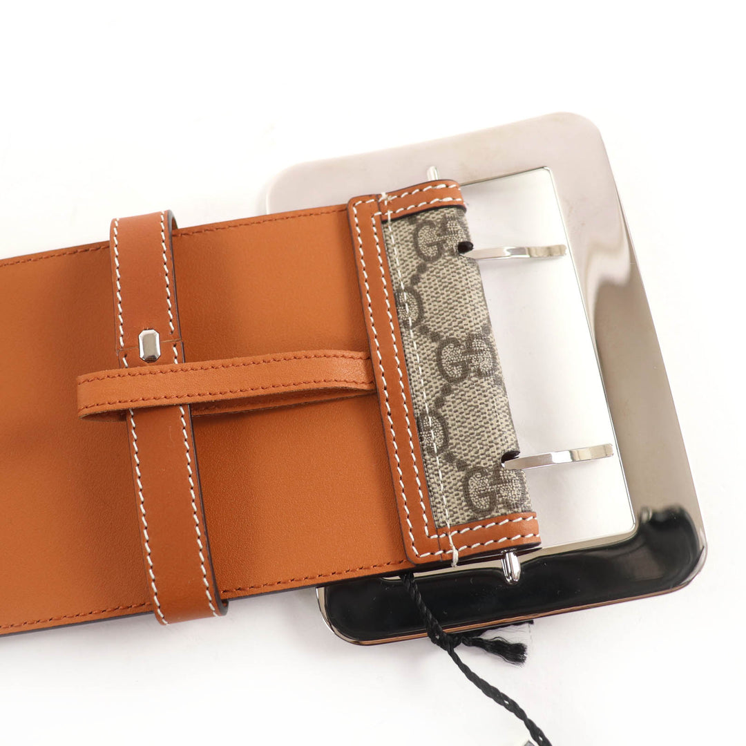 Pristine GUCCI belt GG Supreme Wide Belt Brown GG Supreme Women 718505