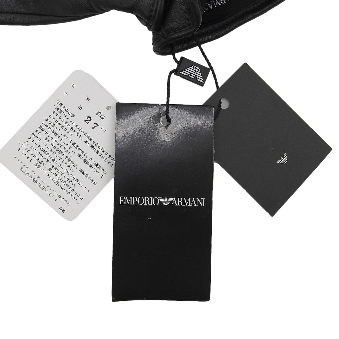 Pristine EMPORIO ARMANI gloves Glove black Sheep leather mens M 624136