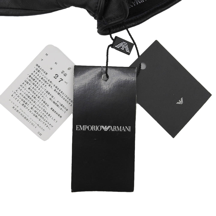 Pristine EMPORIO ARMANI gloves Glove black Sheep leather mens M 624136
