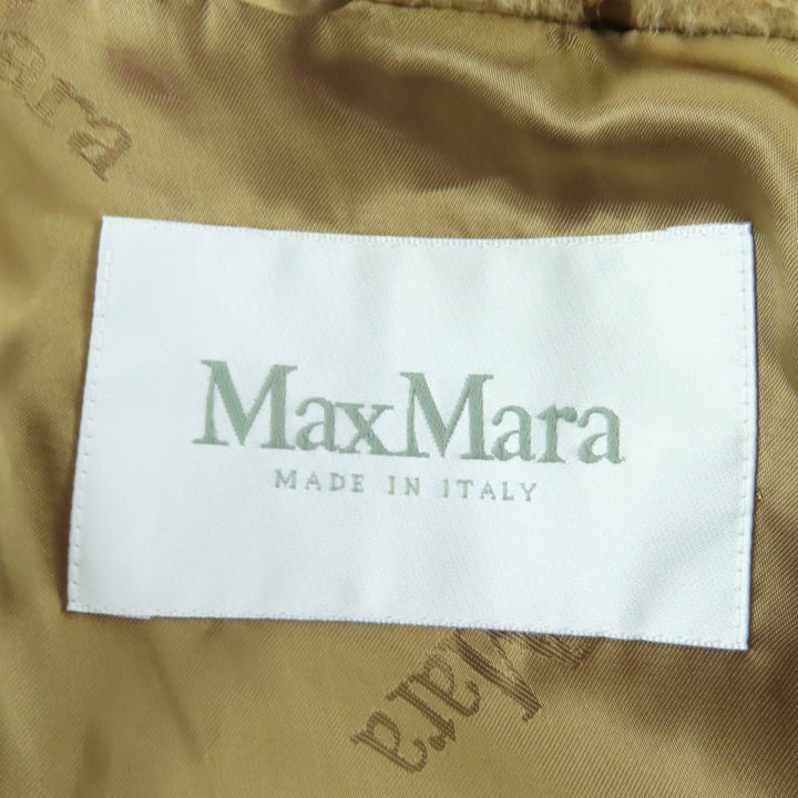 Excellent Max Mara coat Shawl collar with leather accents and belt Camel 40