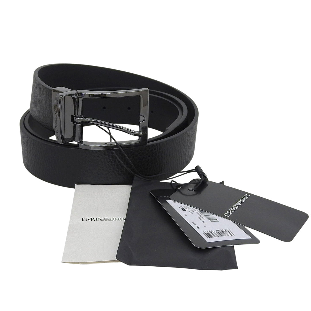 Pristine EMPORIO ARMANI belt Pin buckle reversible leather black mens Y4S195