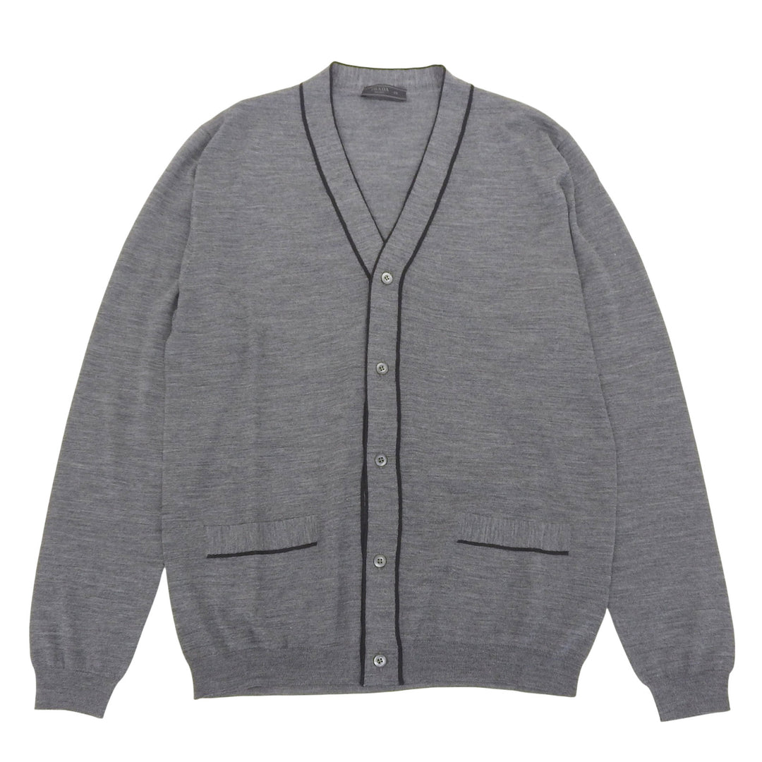 Excellent PRADA cardigan gray Virgin wool mens 48 UMG346