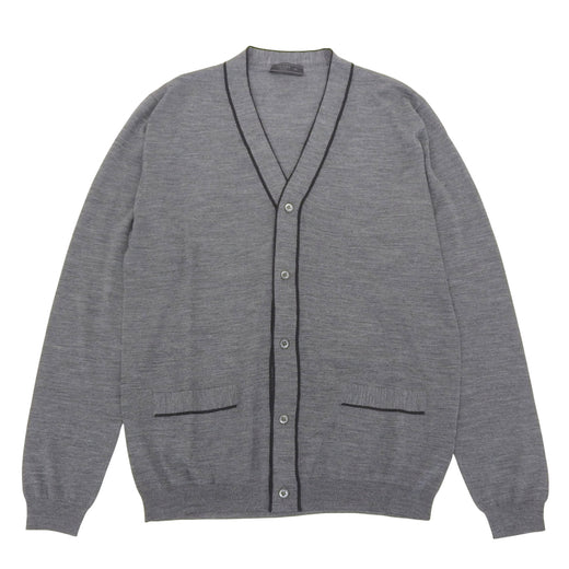 Excellent PRADA cardigan gray Virgin wool mens 48 UMG346